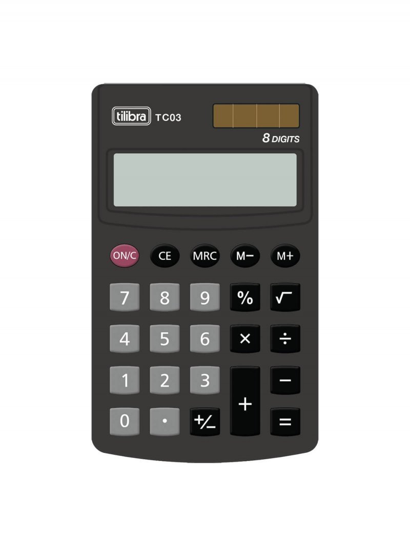 CALCULADORA BOLSO TC03 PRETA TILIBRA Ellos Papelaria