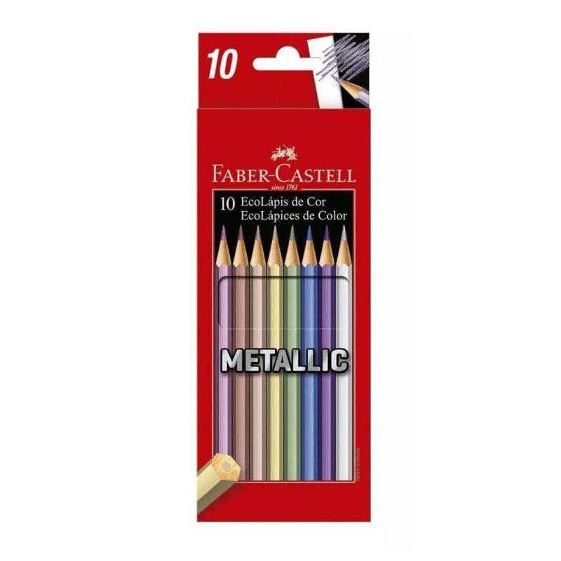 LAPIS DE COR METALLIC 10 CORES FABER CASTELL Ellos Papelaria