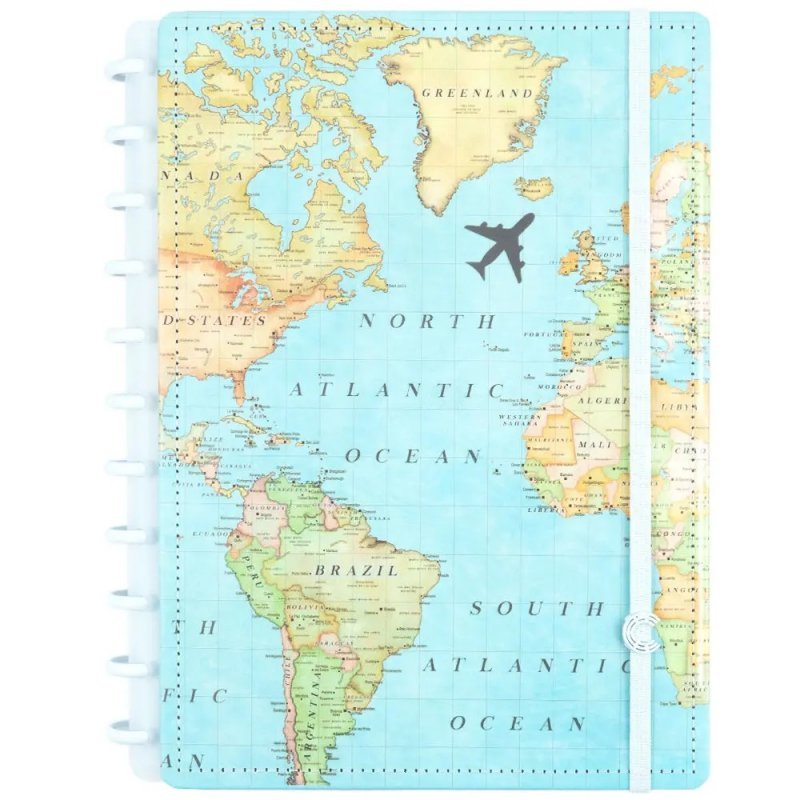 CAD BY GOCASE MAPA MUNDI GRANDE CADERNO INTELIGENT Ellos Papelaria