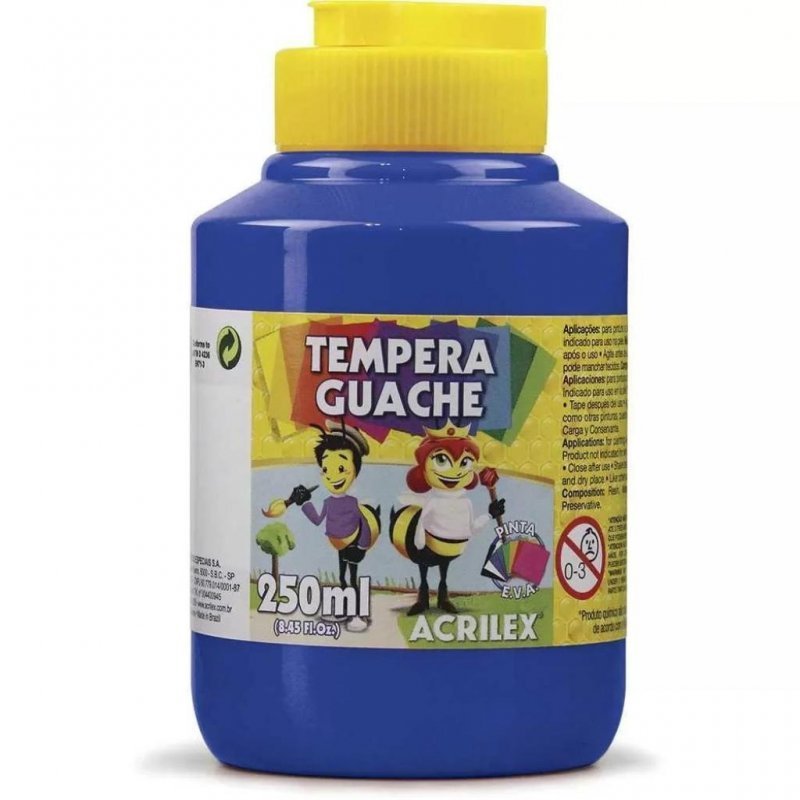 TINTA GUACHE 250 ML AZUL ACRILEX Ellos Papelaria