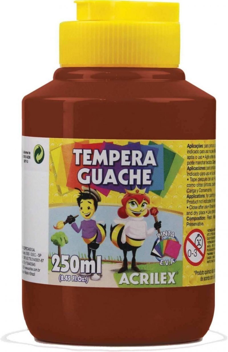 TINTA GUACHE 250 ML MARROM ACRILEX Ellos Papelaria