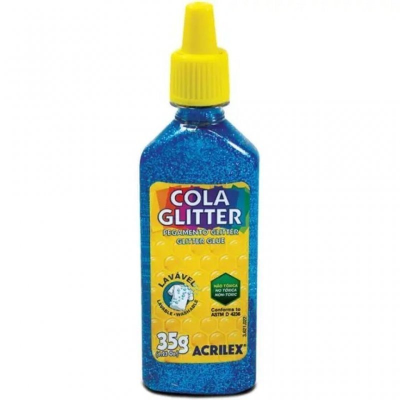 COLA GLITTER 35G AZUL ACRILEX Ellos Papelaria