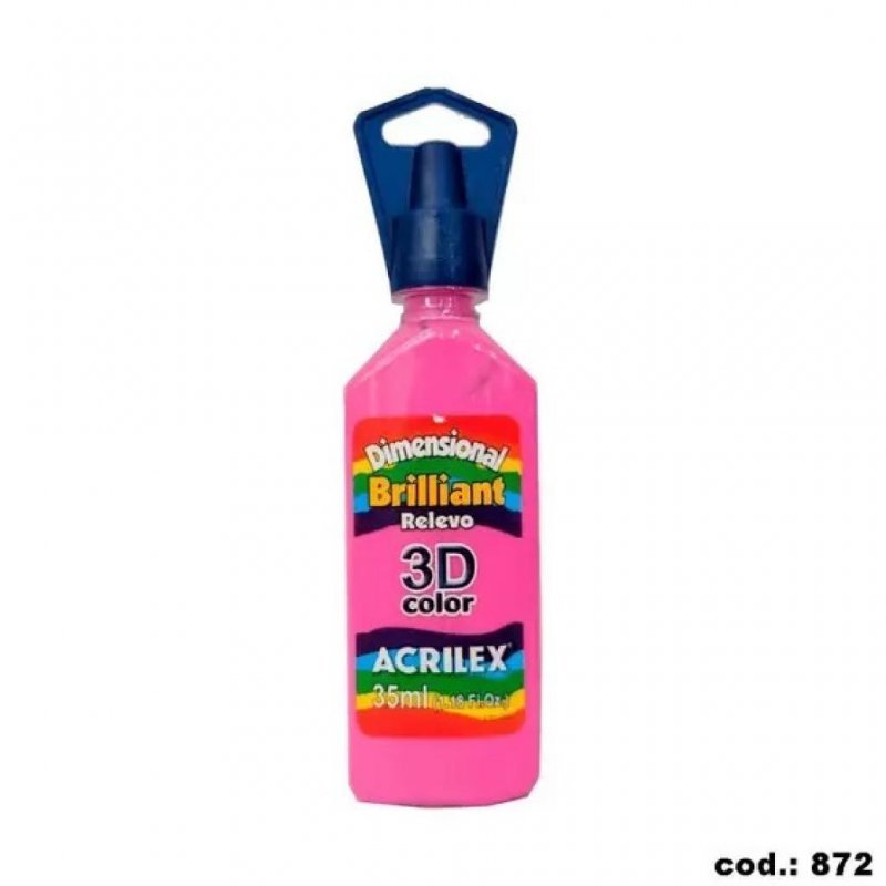 TINTA DIMENSIONAL BRILLIANT ROSA FUCHSIA ACRILEX Ellos Papelaria