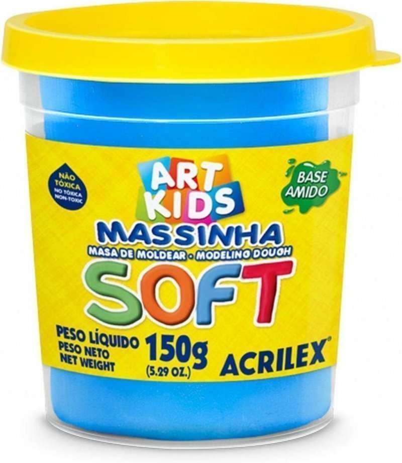 MASSA MODELAR SOFT 150G AZUL ACRILEX Ellos Papelaria