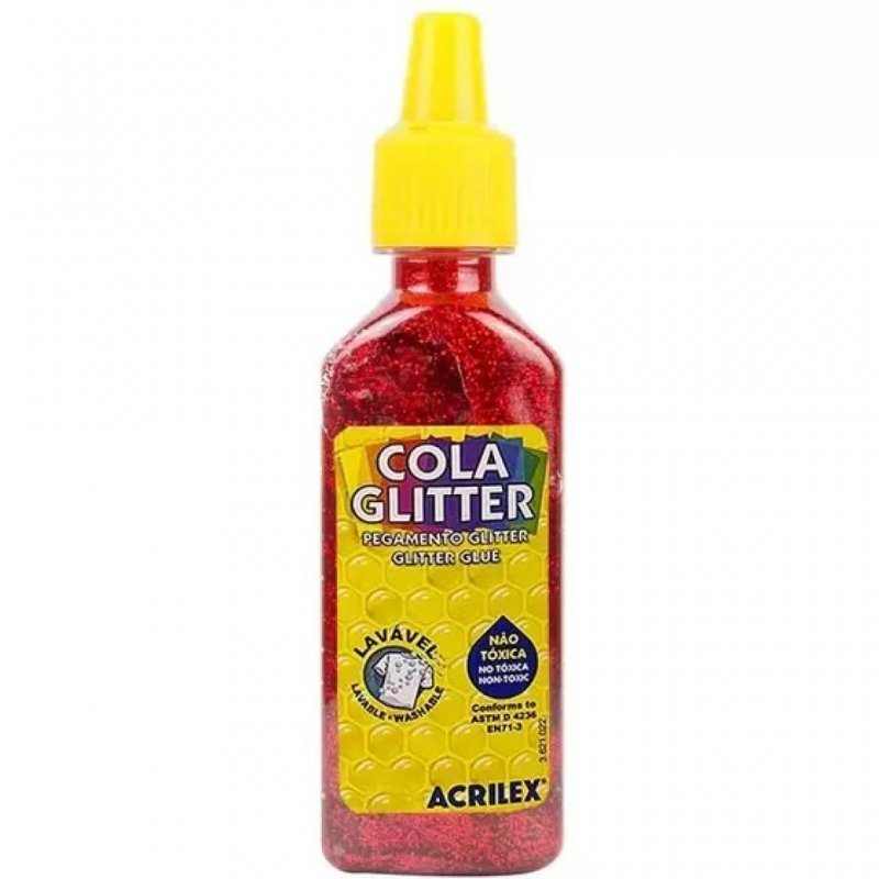 COLA GLITTER 35G VERMELHO ACRILEX Ellos Papelaria