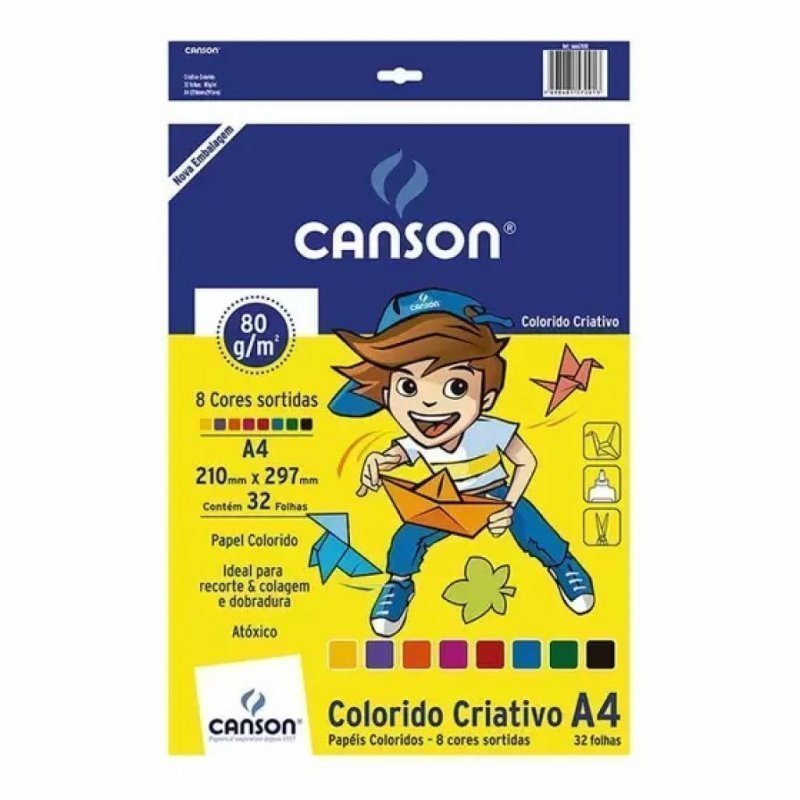 BLOCO CRIATIVO 80GR 8CORES C/ 32FL A4 CANSON Ellos Papelaria