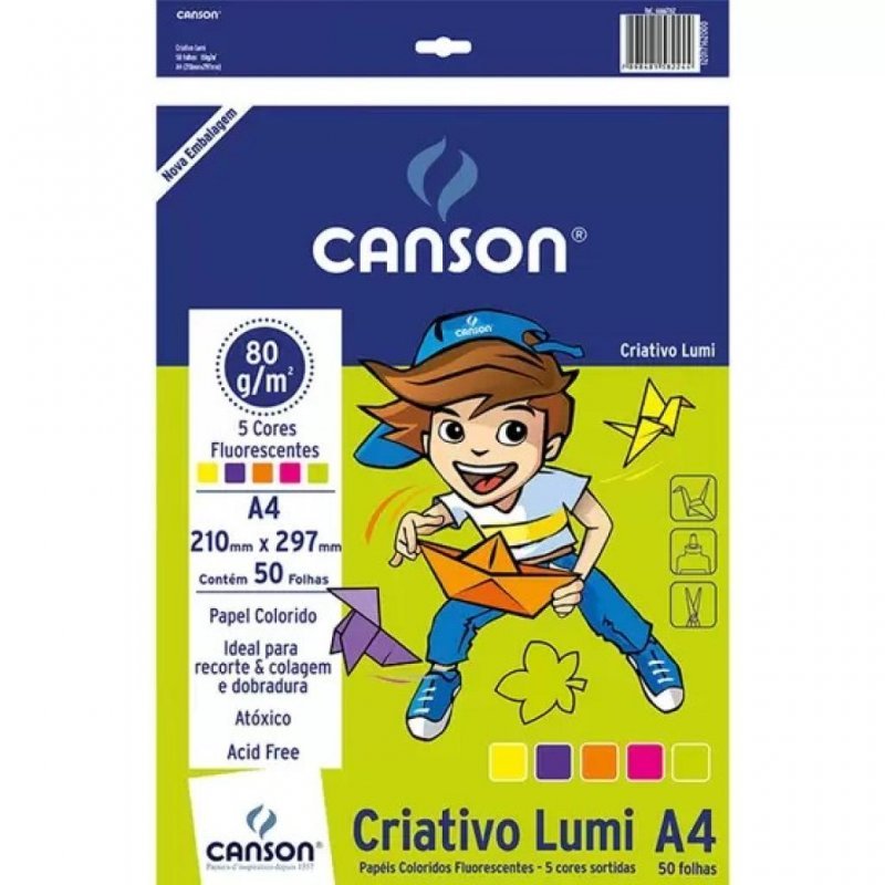 BLOCO CRIATIVO LUMI 80G 5 CORES A4 C/50F CANSON Ellos Papelaria