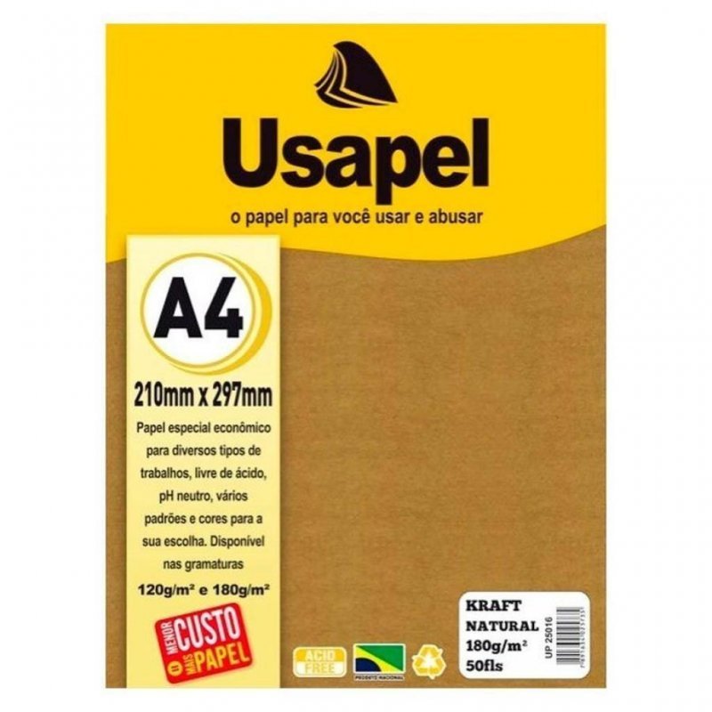 PAPEL KRAFT A4 180G C/ 50 USAPEL Ellos Papelaria