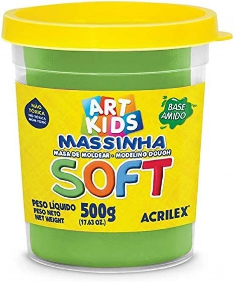 MASSA MODELAR SOFT 500G VERDE ACRILEX Ellos Papelaria