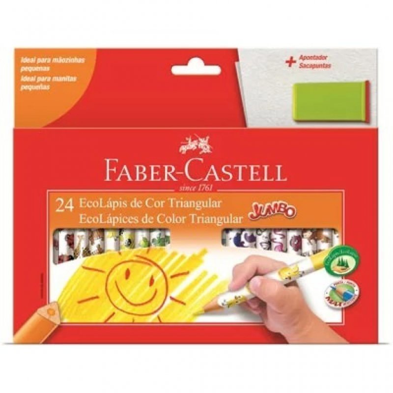 LAPIS DE COR JUMBO PQ. 24 CORES FABER CASTELL Ellos Papelaria