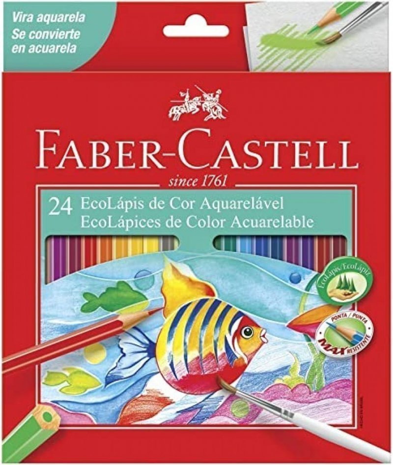 ECOLAPIS AQUARELAVEL 24 CORES FABER Ellos Papelaria