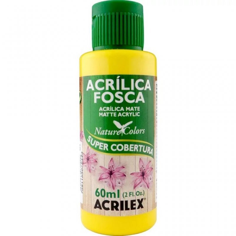 TINTA ACRILICA FOSCA 60ML AMARELO OURO ACRILEX Ellos Papelaria