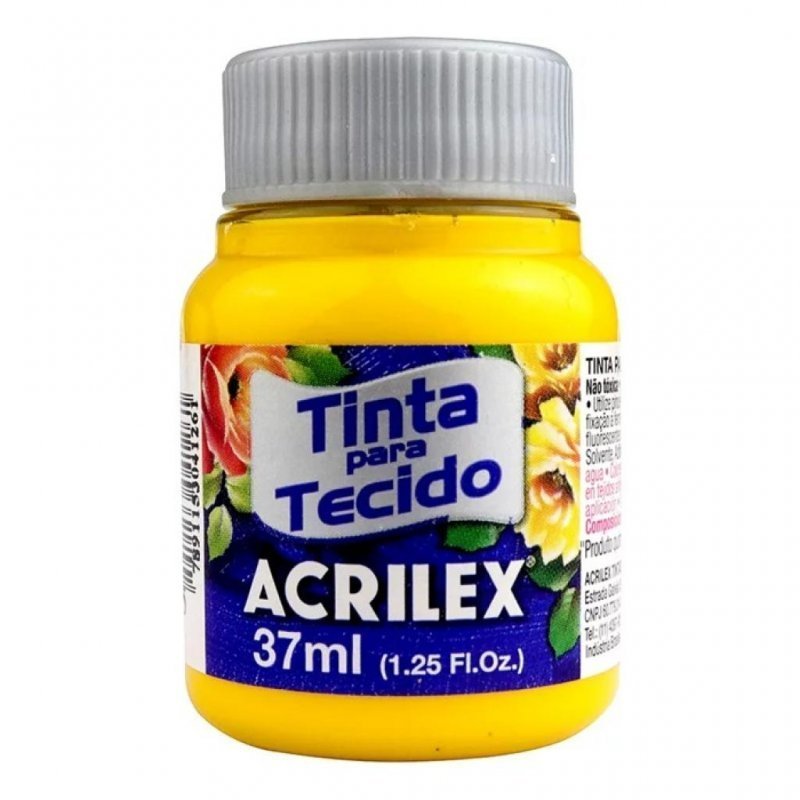 TINTA TECIDO FOSCA 37ML AMARELO GEMA ACRILEX Ellos Papelaria