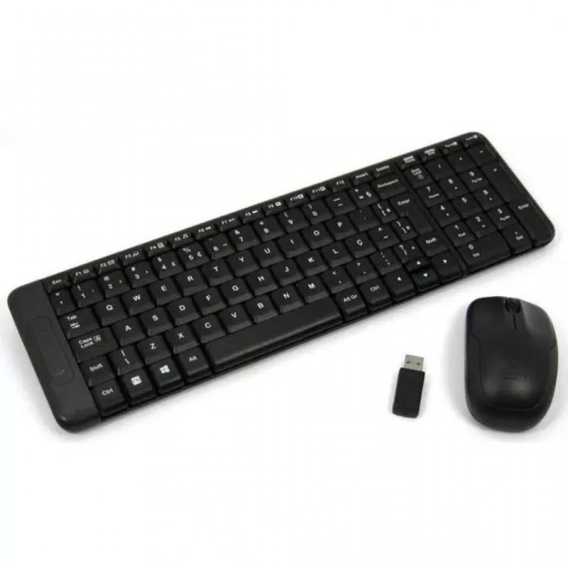 KIT TECLADO E MOUSE MK220 S/ FIO PRETO LOGITEC Ellos Papelaria