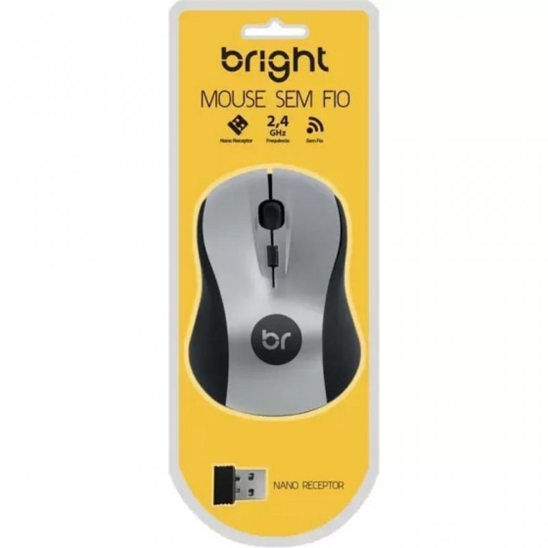 MOUSE OPTICO S/ FIO SUICA 1600DPI 2.4GHZ BRIGHT Ellos Papelaria