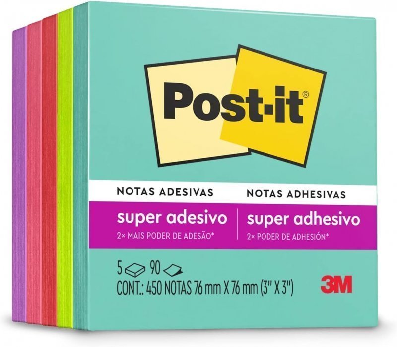 ANOTE COLE 76X76 SUPERNOVA NEON 5 CORES 450F POST-IT Ellos Papelaria