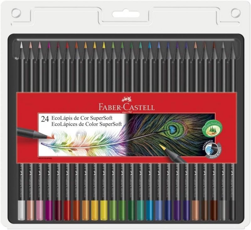 LAPIS DE COR SUPERSOFT 24 CORES FABER CASTELL Ellos Papelaria