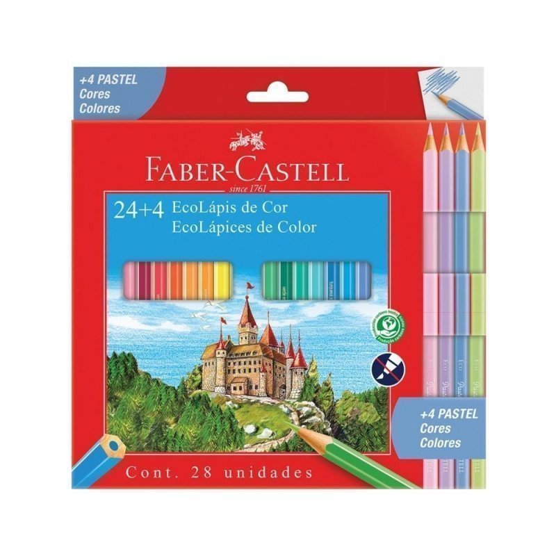 ECOLAPIS 24 CORES + 4 PASTEL FABER Ellos Papelaria