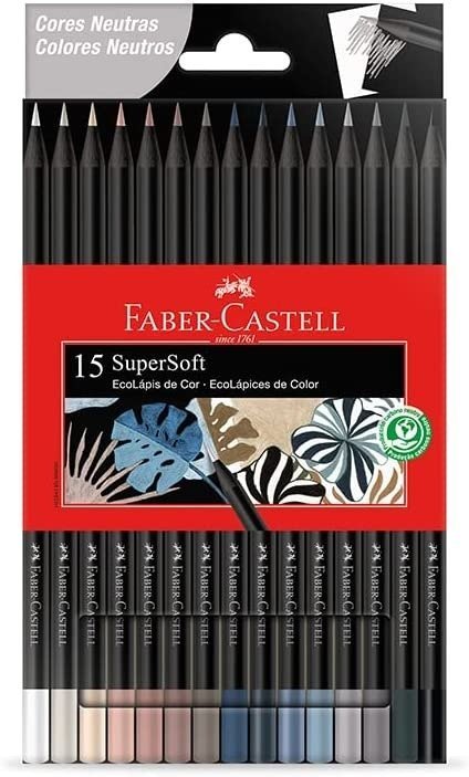 ECOLAPIS SUPERSOFT 15 CORES NEUTRAS FABER Ellos Papelaria