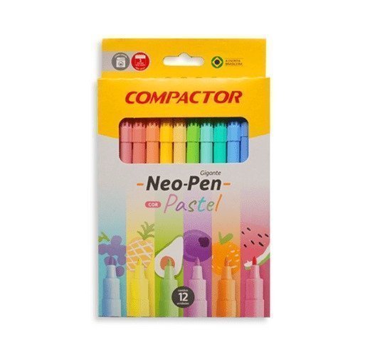 HIDROGRAFICA NEO PEN GIGANTE C/12 PASTEL COMPACTO Ellos Papelaria