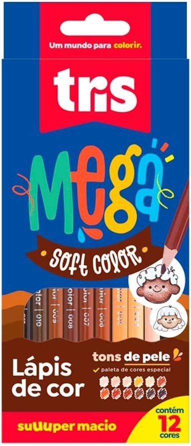 LAPIS COR MEGA SOFT TONS DE PELE 12 CORES TRIS Ellos Papelaria