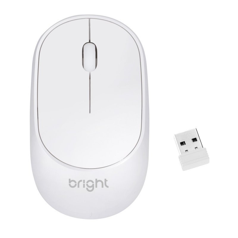 MOUSE SEM FIO BRANCO BRIGHT Ellos Papelaria