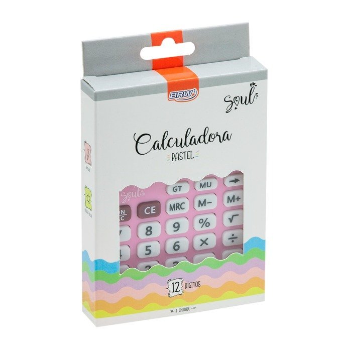 CALCULADORA MEDIA 12 DIG SOLAR ROSA PASTEL BRW Ellos Papelaria