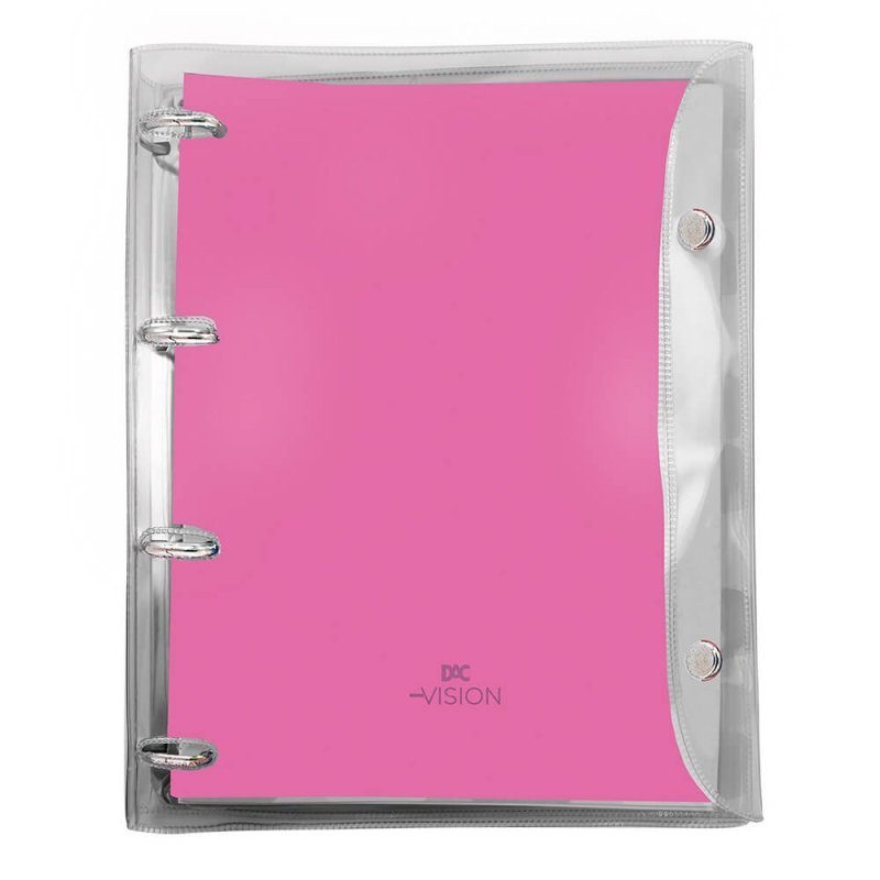 CADERNO ARGOLADO UNIV CP PVC VISION ROSA DAC Ellos Papelaria