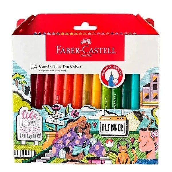 CANETA FINE PEN C/ 24 CORES FABER CASTELL Ellos Papelaria