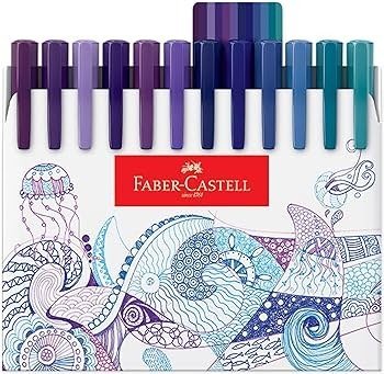 CANETA FINE PEN COLORS - 48 CORES FABER Ellos Papelaria