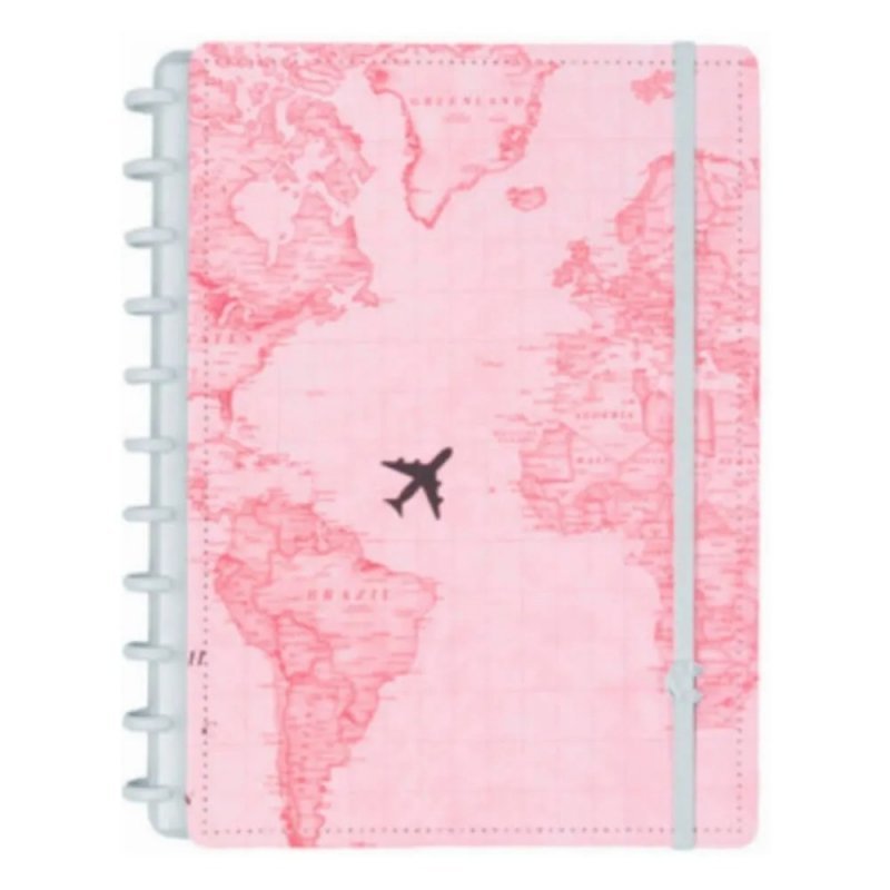 CAD BY GOCASE MAPA MUNDI ROSA GRANDE CADERNO INTE Ellos Papelaria