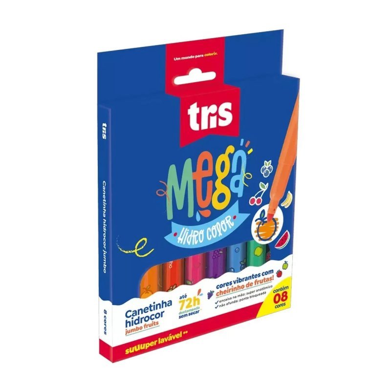 HIDROCOR PJ MEGA FRUITS EST 8UN TRIS Ellos Papelaria