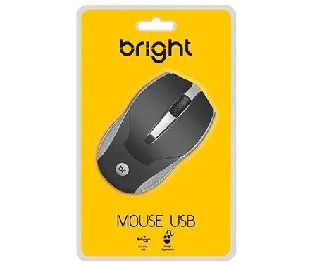 MOUSE USB BRASIL PRETO/CINZA BRIGHT Ellos Papelaria