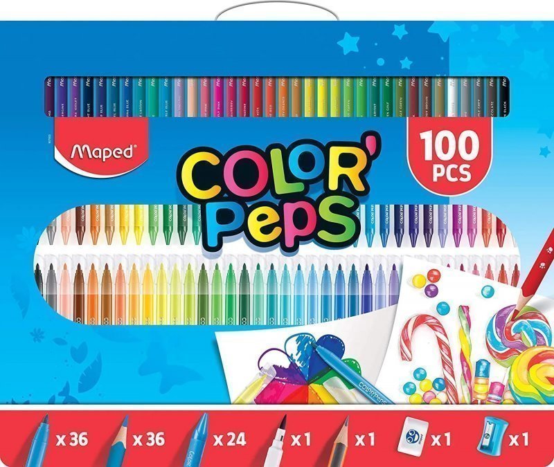 SUPER KIT DE COLORACAO COLORPEPS 100 PECAS MAPED Ellos Papelaria