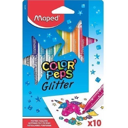 CANETA HIDROG COLORPEPS GLITTER 10 COR MAPED Ellos Papelaria