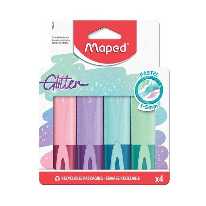 MARCA TEXTO CLASSIC TONS PASTEL GLITTER C/4 MAPED Ellos Papelaria