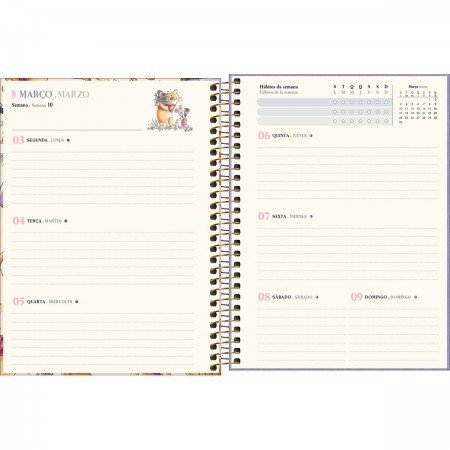 AGENDA ESPIRAL PLANNER POOH M7 TILIBRA Ellos Papelaria