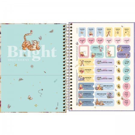 AGENDA ESPIRAL PLANNER POOH M7 TILIBRA Ellos Papelaria