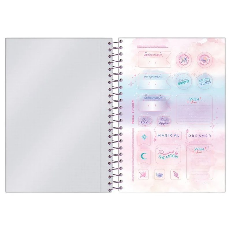 AGENDA ESPIRAAL COSMOS 130X188 FORONI Ellos Papelaria