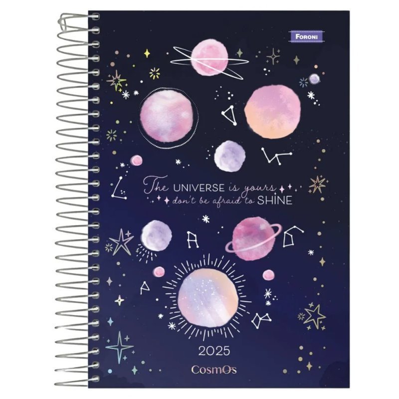 AGENDA ESPIRAAL COSMOS 130X188 FORONI Ellos Papelaria