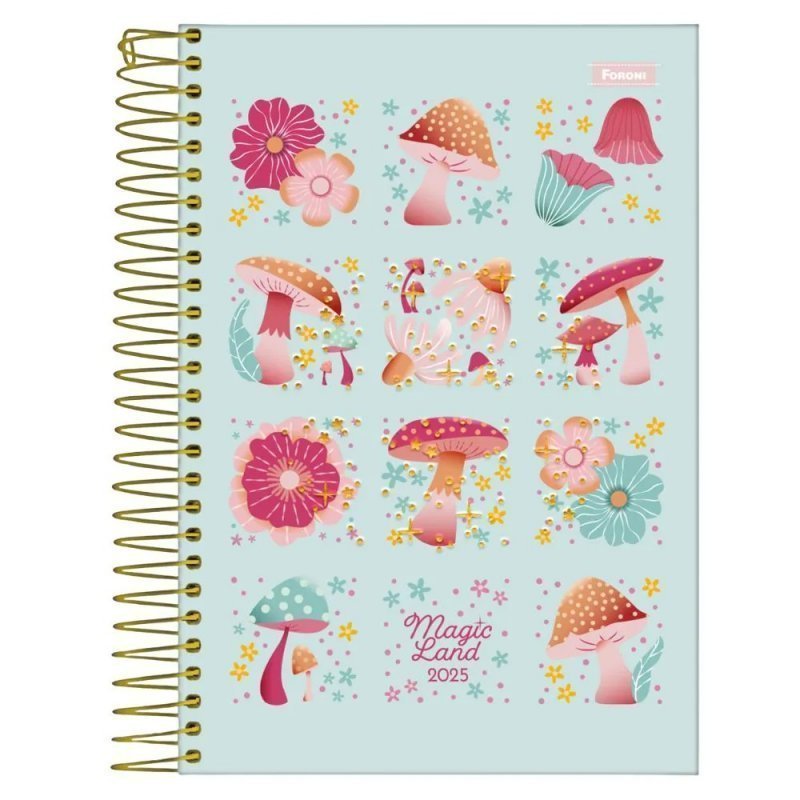 AGENDA ESPIRAL MAGIC LAND 130X188 FORONI Ellos Papelaria