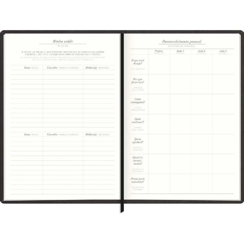 AGENDA COSTURADA PLANNER CAMBRIDGE PRETO M6 TILIBRA Ellos Papelaria