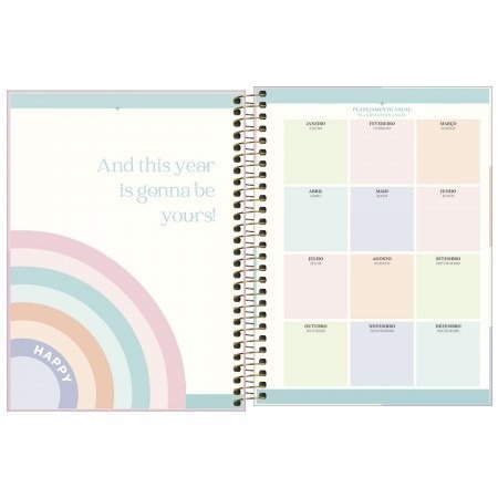 AGENDA ESPIRAL PLANNER HAPPY CORES M7 TILIBRA Ellos Papelaria