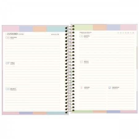 AGENDA ESPIRAL PLANNER HAPPY CORES M7 TILIBRA Ellos Papelaria