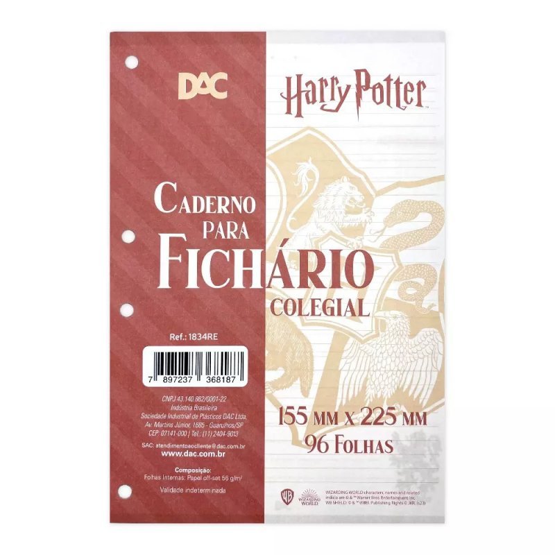 REFIL P/FICHARIO COLEGIAL HARRY POTTER DAC Ellos Papelaria