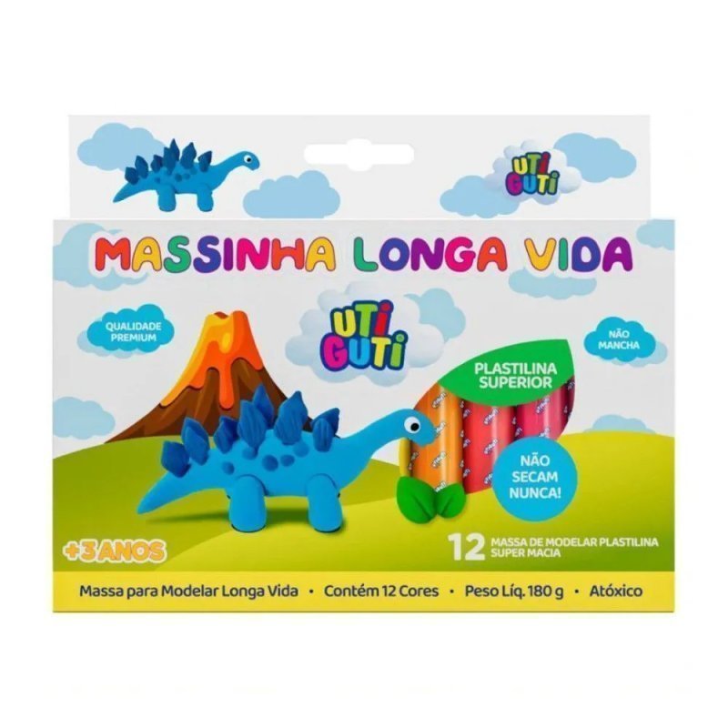 MASSA MODELAR 12COR LONGA VIDA 180G UTIGUTI CANSON Ellos Papelaria