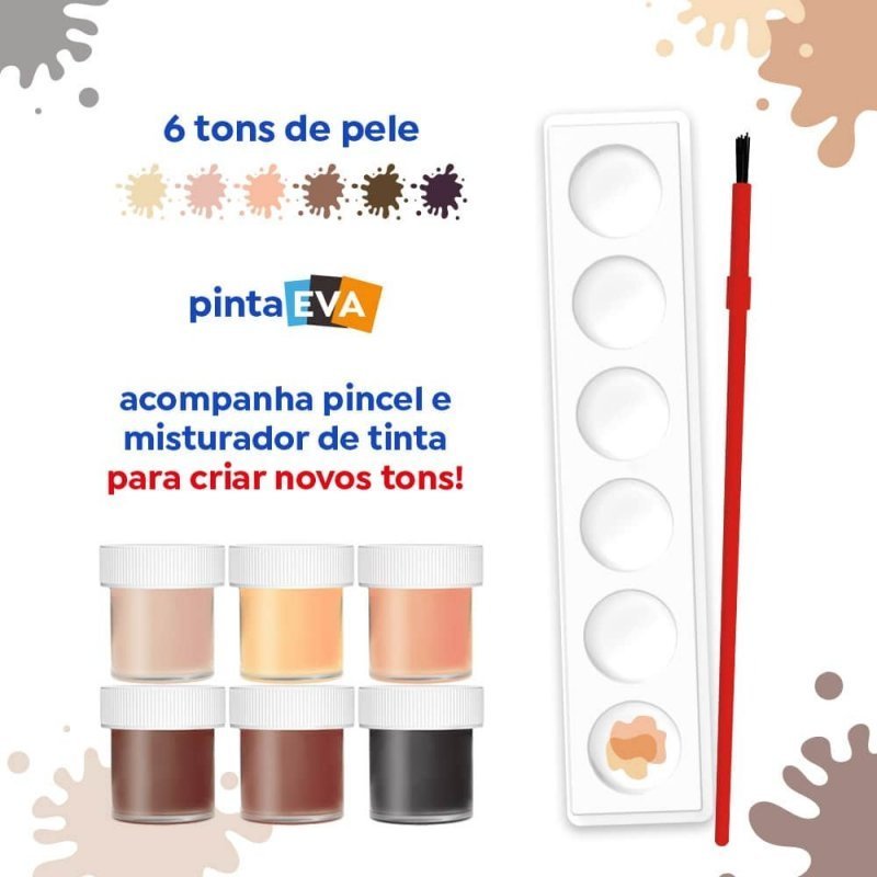 TINTA GUACHE 15ML PELE C/6 + 1 MUSTURADOR TRIS Ellos Papelaria