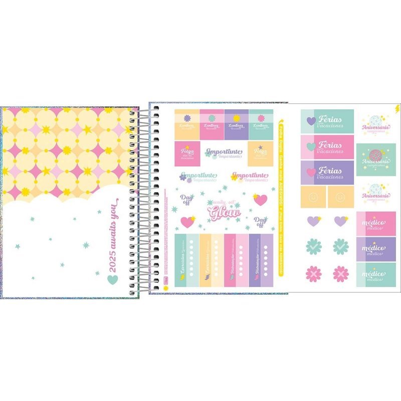 AGENDA ESPIRAL GLOW M4 TILIBRA Ellos Papelaria