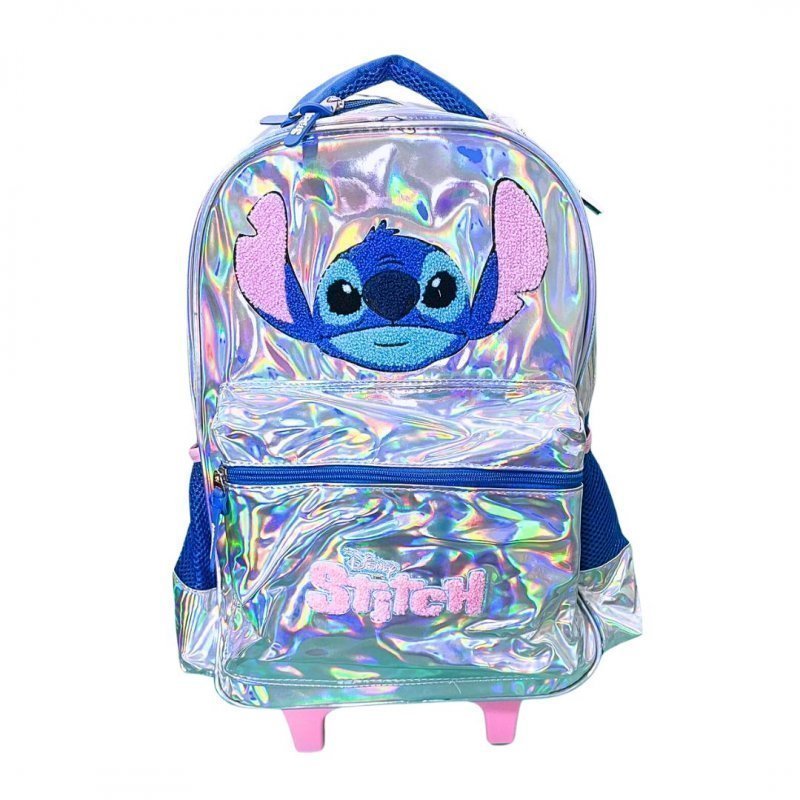 MOCHILA C/ RODAS STITCH PRATA LUXCEL Ellos Papelaria