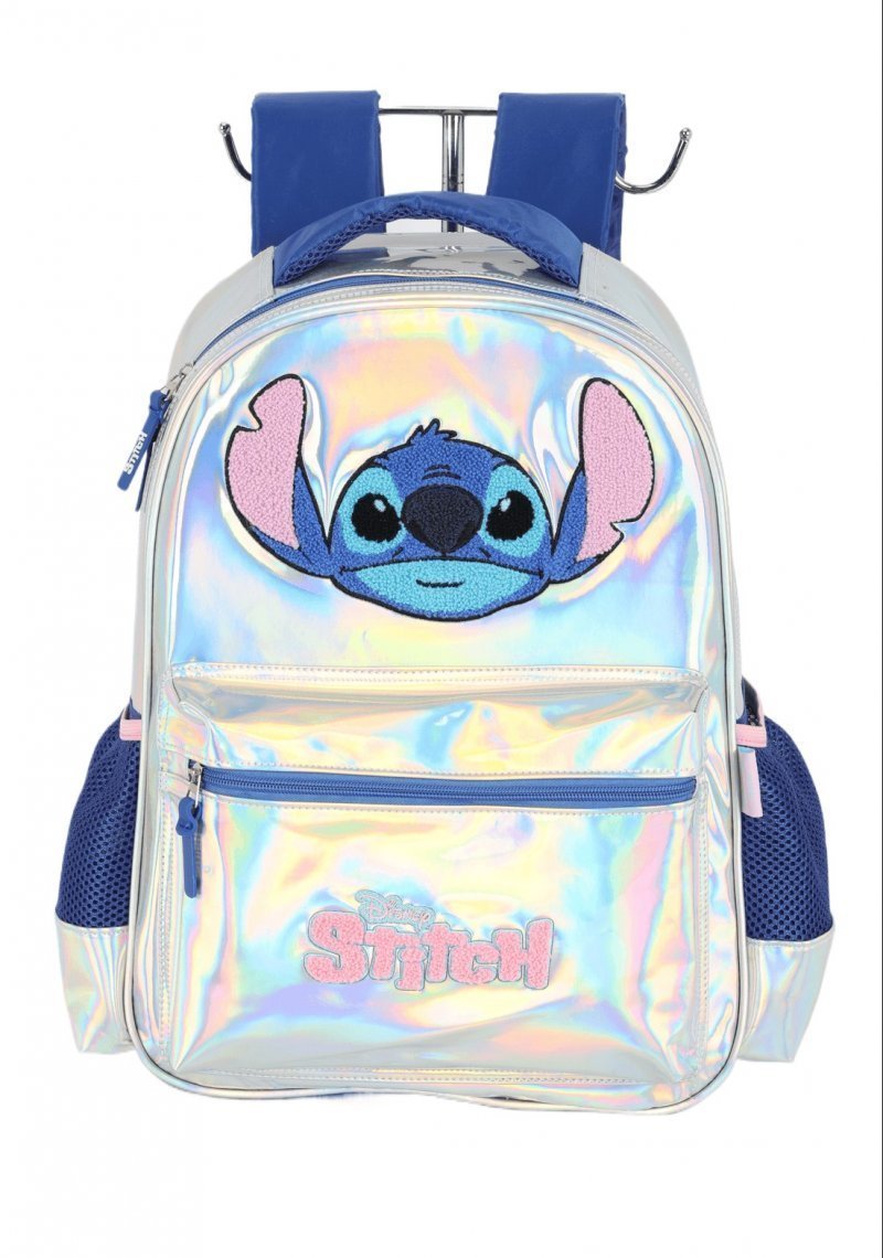 MOCHILA STITCH PRATA HOLOGRAFICA LUXCEL Ellos Papelaria